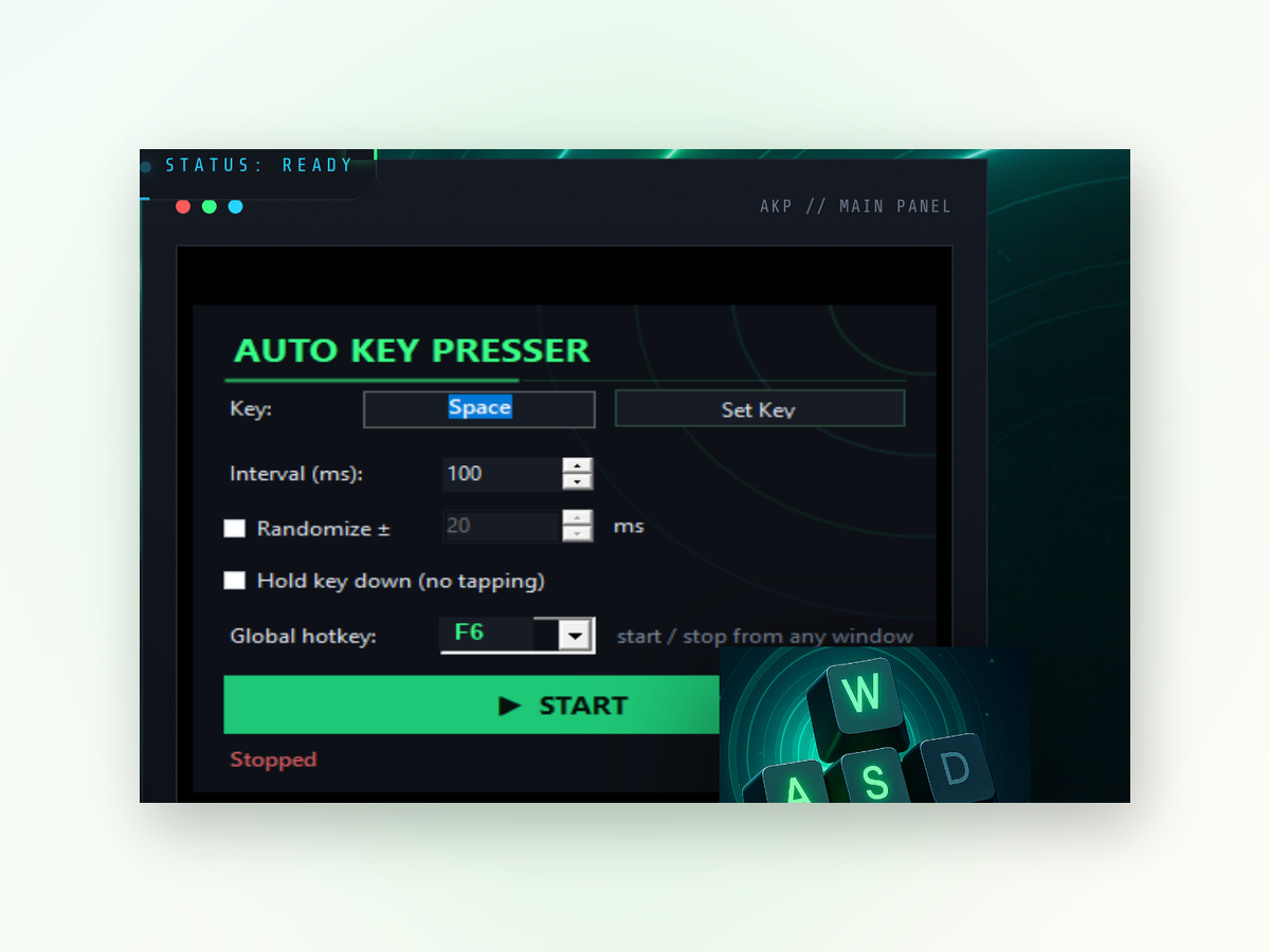 Automatic Keyboard Presser window